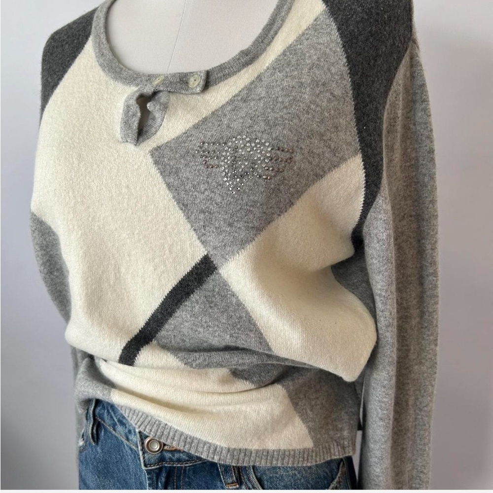 Vintage 1990s Baroni Geometric Colorblock Knit Sweater wool blend. - Picture 6 of 9